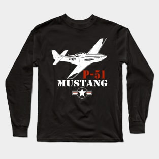 P51 Mustang Aircraft Fighter Long Sleeve T-Shirt